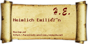 Heimlich Emilián névjegykártya